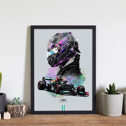 Mercedes AMG Formula 1 Lewis Hamilton Car & Helmet Canvas Print | Best Gift for him or her | Formula 1 Gifts