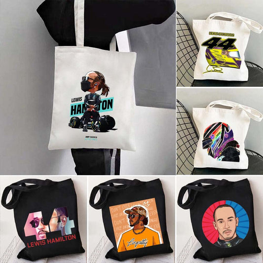 F1 Mercedes AMG Lewis Hamilton 44 Canvas Cotton Tote Bag Various Designs Fan Merchandise Gift