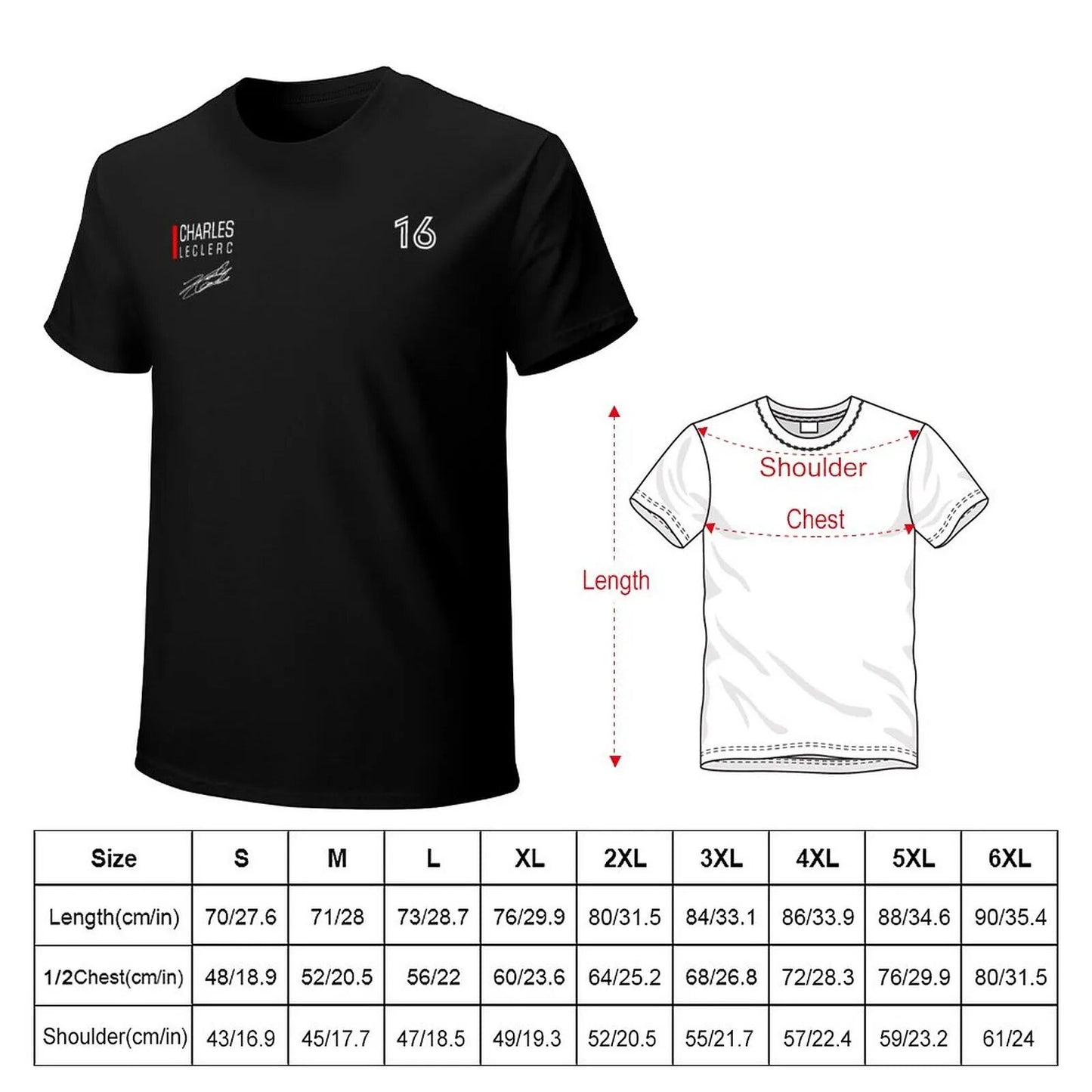 F1 Ferrari Team Driver Charles Leclerc 16 Signature T-Shirt new edition Unisex Fan Merchandise