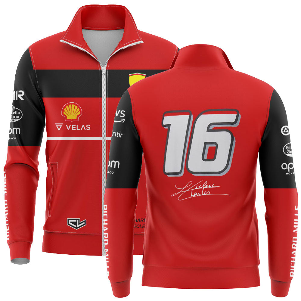 New F1 Racing Team Men Zipper Jacket Coat Formula One CHARLES LECLERC #16