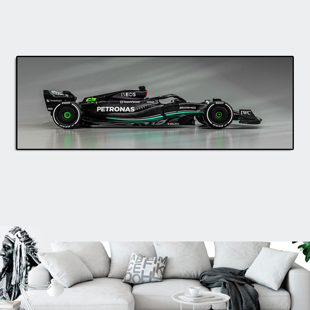 F1 7 X World Champion Lewis Hamilton Luxury Sports Car Canvas Painting Print Fan Home Decor Gift