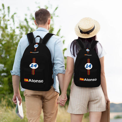 F1 Aston Martin Driver Fernando Alonso 14 Backpack School Ruck Sack Laptop Bag Travel Bag Fan Merchandise