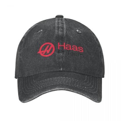 Haas F1 Team Baseball Caps Distressed Denim