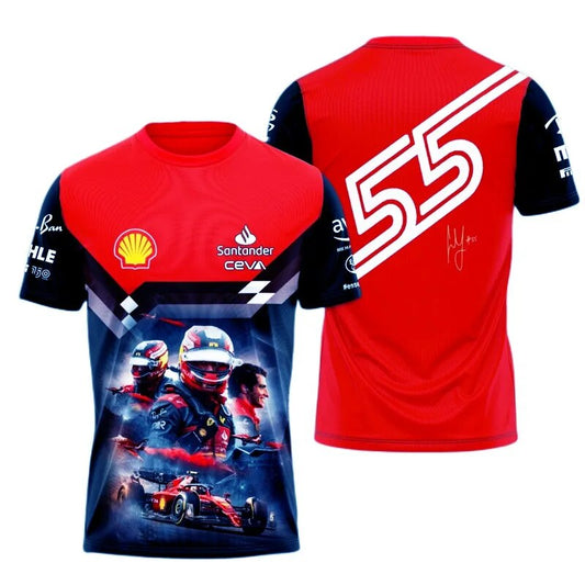 F1 Ferrari Team T-shirt Driver 16 Leclerc 55 Sainz Unisex Fan Merchandise | Great Formula 1 Gift