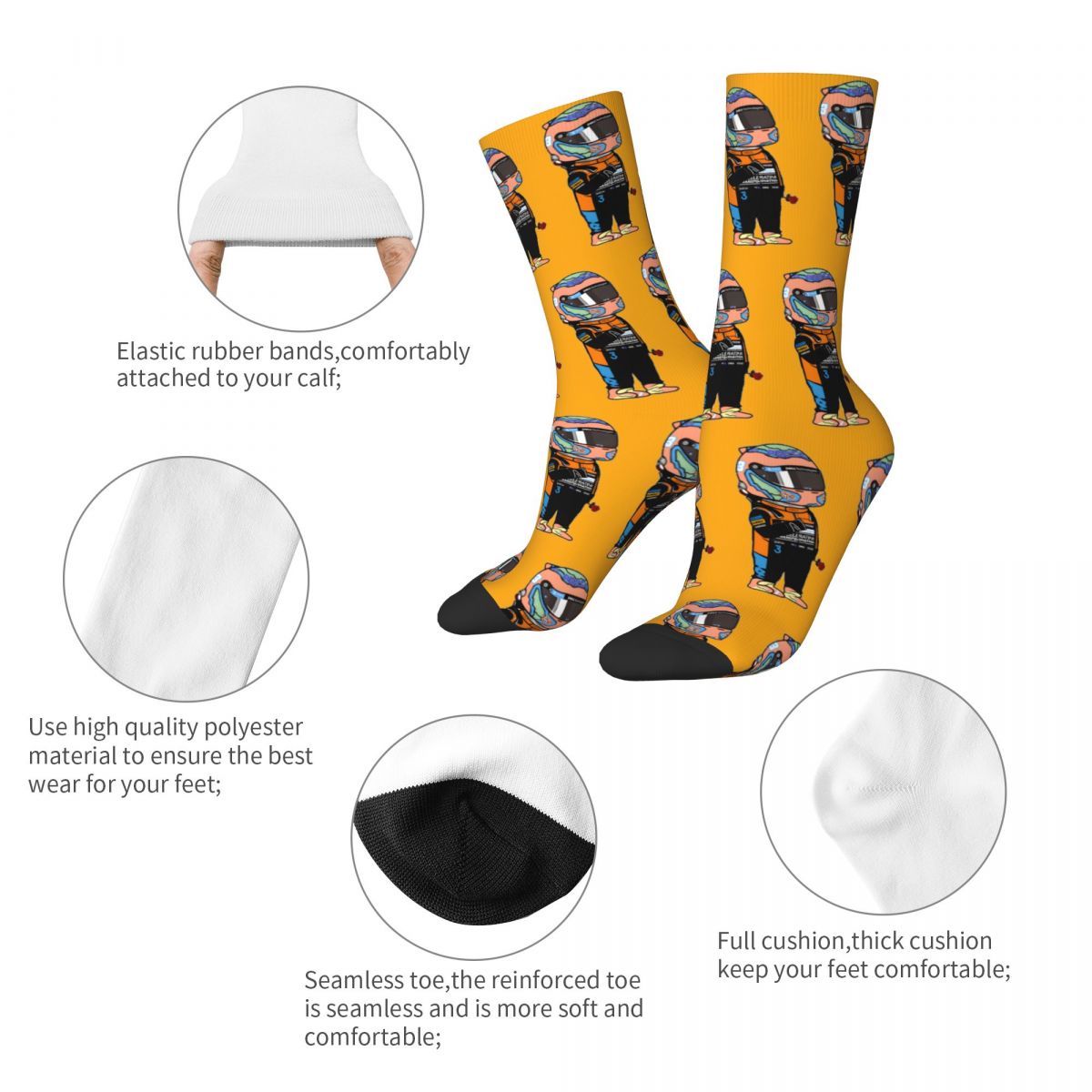 F1 Mclaren Era Daniel Ricciardo 3 Unisex Socks Great Gift Fan Merchandise