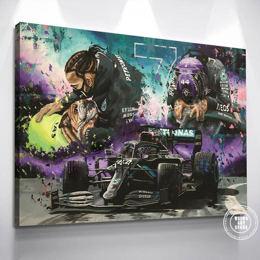 Mercedes Formula 1 Lewis Hamilton 7 Times Formula One World Champion Canvas Wall Art