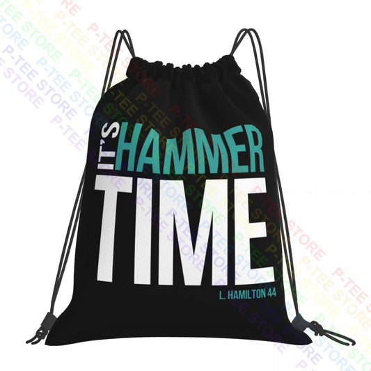 F1 Super Star Lewis Hamilton" Its Hammer Time"  Drawstring Bag Fan Merchandise
