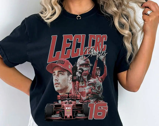 F1 Ferrari Team Charles Leclerc 16 Cotton Unisex T-Shirt Fan Merchandise | Great Formula 1 Gift