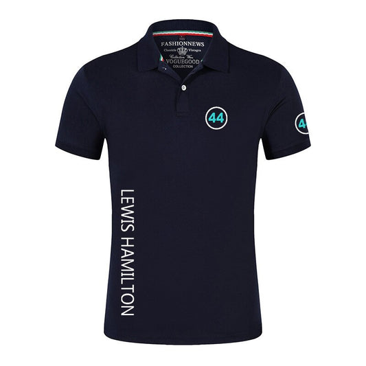 F1 Superstar Lewis Hamilton 44 Mercedes AMG Team Polo Shirt Breathable Sportswear Fan Merchandise for Men