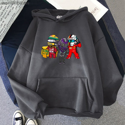 F1 Cartoon Max Verstappen Lewis Hamilton Charles Leclerc Unisex Hoodie Great Gift for Him or Her