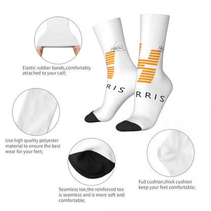Men F1 Lando Norris Printed Boys Crew Sock Casual Gift