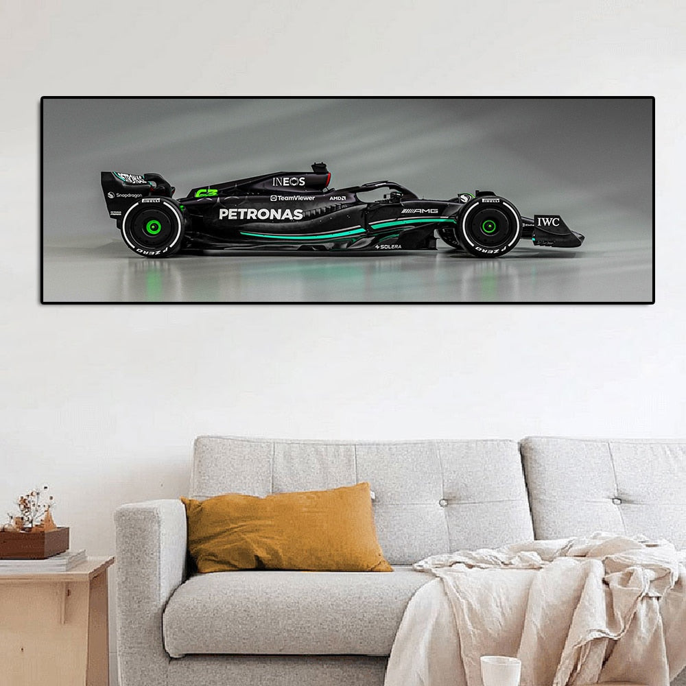 F1 7 X World Champion Lewis Hamilton Luxury Sports Car Canvas Painting Print Fan Home Decor Gift