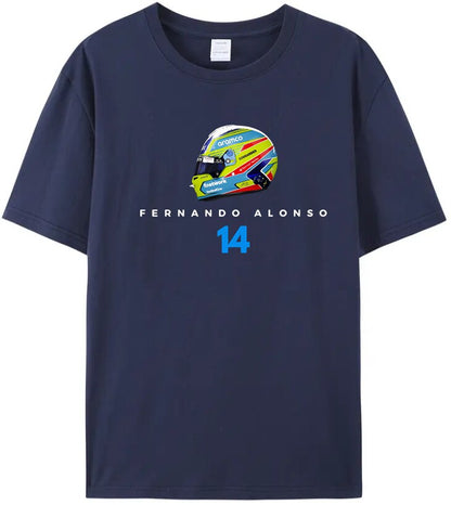 F1 Aston Martin Team Driver Fernando Alonso 14 casual t-shirt 100% cotton high quality Fan Merchandise
