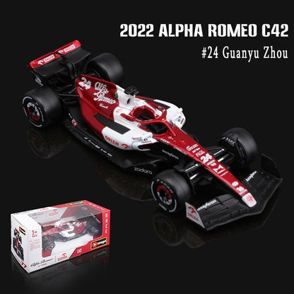 Bburago 1:43 2022 Alpha Romeo C42 #24Guanyu Zhou #77Valtteri Bottas Alloy F1 car model simulation decoration collection gift toy