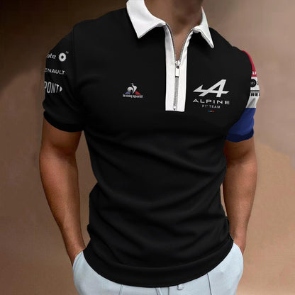F1 Team Alpine 3/4 Zip Polo Shirt Long Sleeve Men's Fan Merchandise Apparel