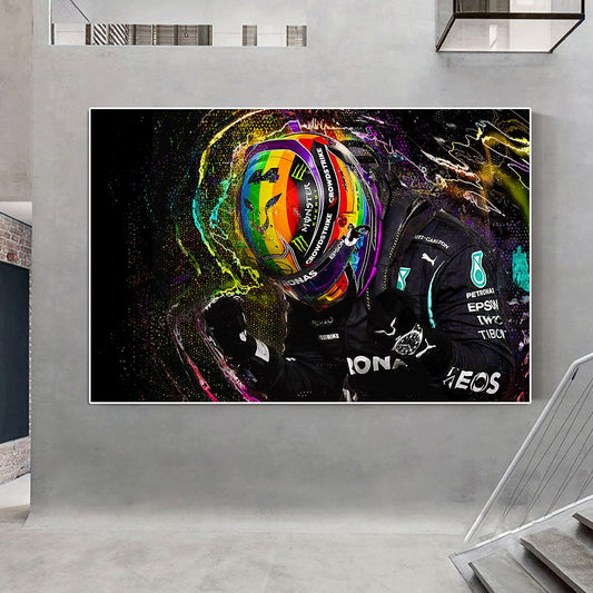 F1 Mercedes AMG Lewis Hamilton Portrait on Canvas | Best Gift for him or her | Formula 1 Gifts