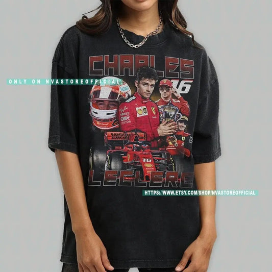 F1 Ferrari Vintage Style Charles Leclerc 16 T Shirt Unisex Fan Merchandise
