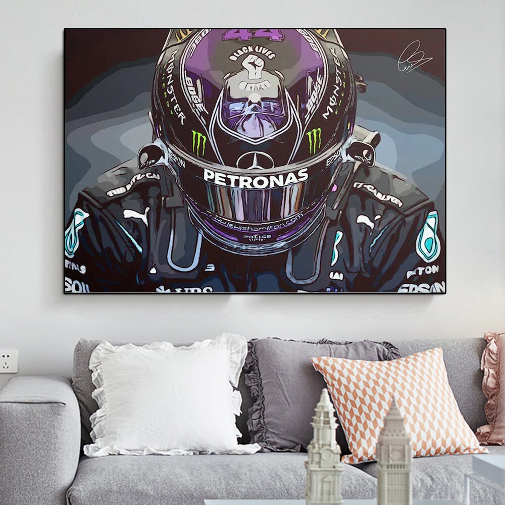 Mercedes AMG Formula One Signed Limited Edition Canvas Painting Classic Lewis Hamilton Art | Best Gift for him or her | Formula 1 Gifts