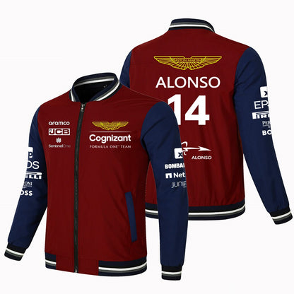 F1 Team Aston Martin College Style Jacket Fernando Alonso 14 Unisex Fan Merchandise