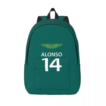 F1 Aston Martin Driver Fernando Alonso 14 Backpack School Ruck Sack Laptop Bag Travel Bag Fan Merchandise