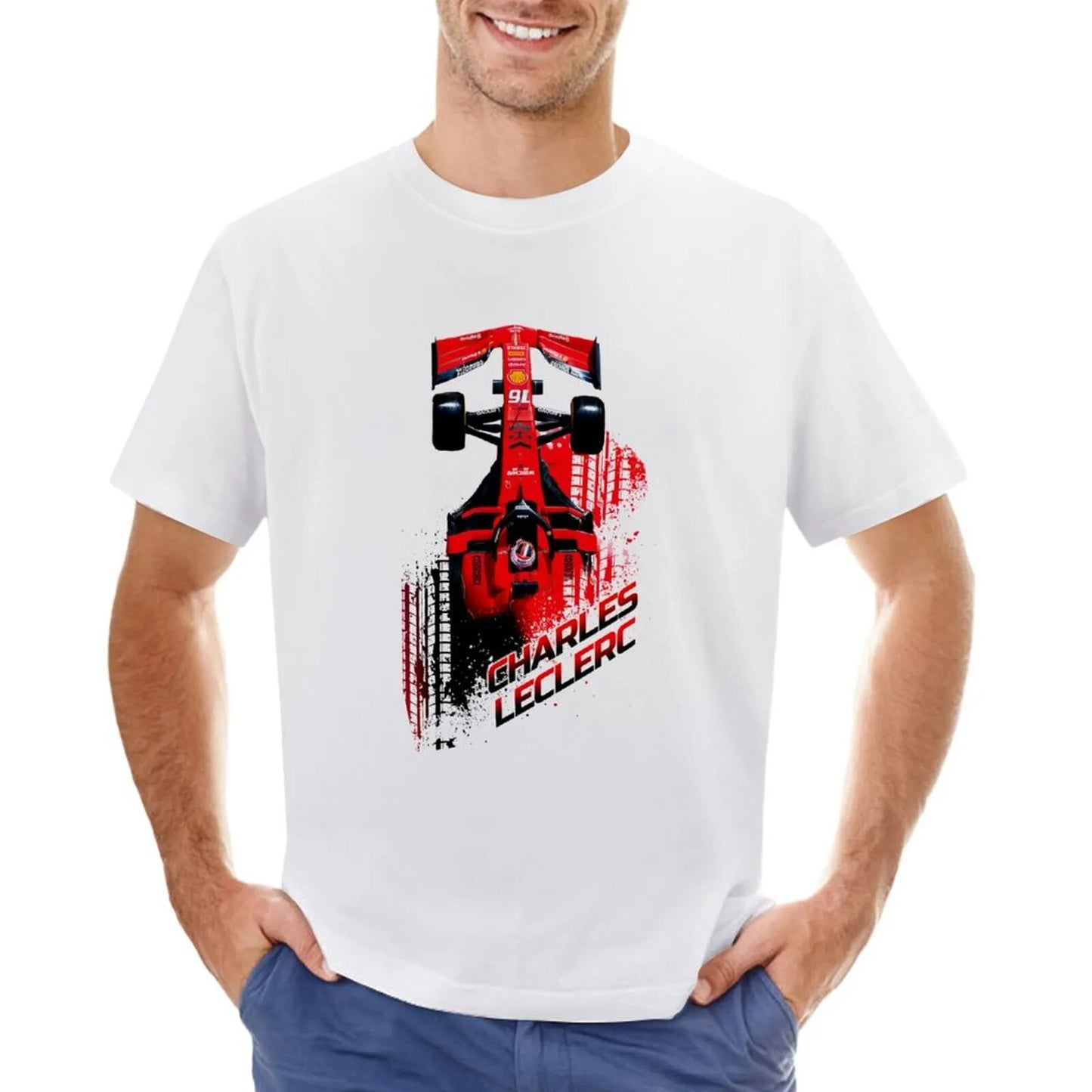 F1 Scuderia Ferrafi Team Driver Charles Leclerc 16 T-Shirt Unisex Fan's Merchandise