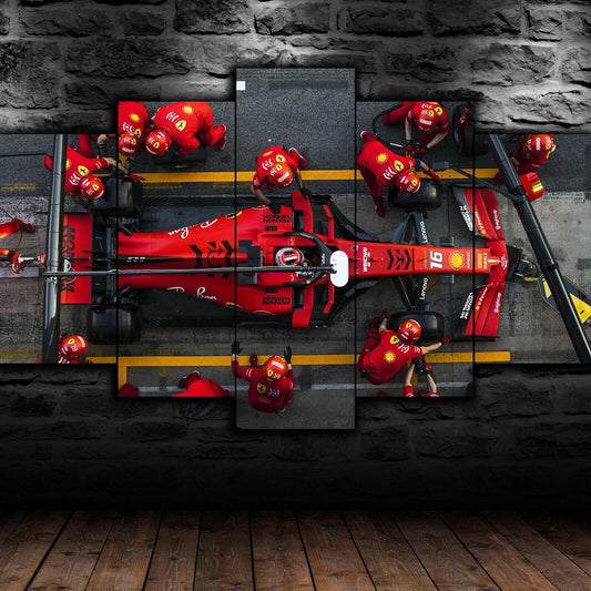 F1 Ferrari 5 Piece Canvas Wall Art Charles Leclerc 16 Fan Merchandise Home Decor
