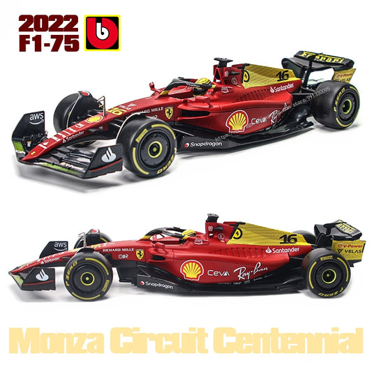 Bburago 1:18 2022 F1-75 F1 #16 Charles Leclerc Monza Centennial Formula Car Static Die Cast Vehicles Collectible Model Car Toys