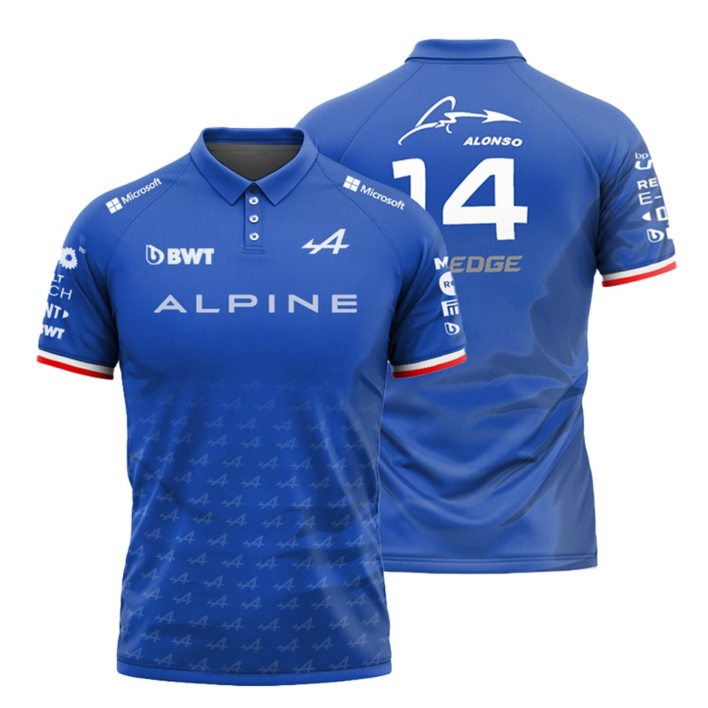 F1 Alpine Team Blue Polo Shirt for Men Perfect Gift for Him Fan Merchandise for Ocon Gasly
