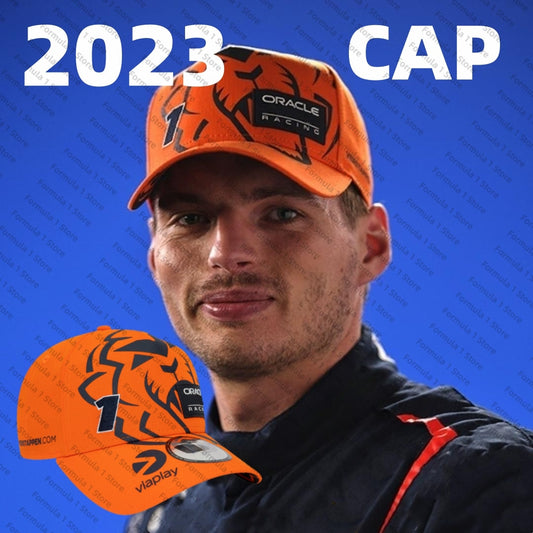 Official Red Bull Team 2023 Max Verstappen F1 Orange Lion Driver Cap