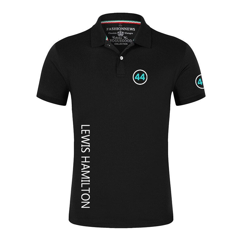 F1 Superstar Lewis Hamilton 44 Mercedes AMG Team Polo Shirt Breathable Sportswear Fan Merchandise for Men
